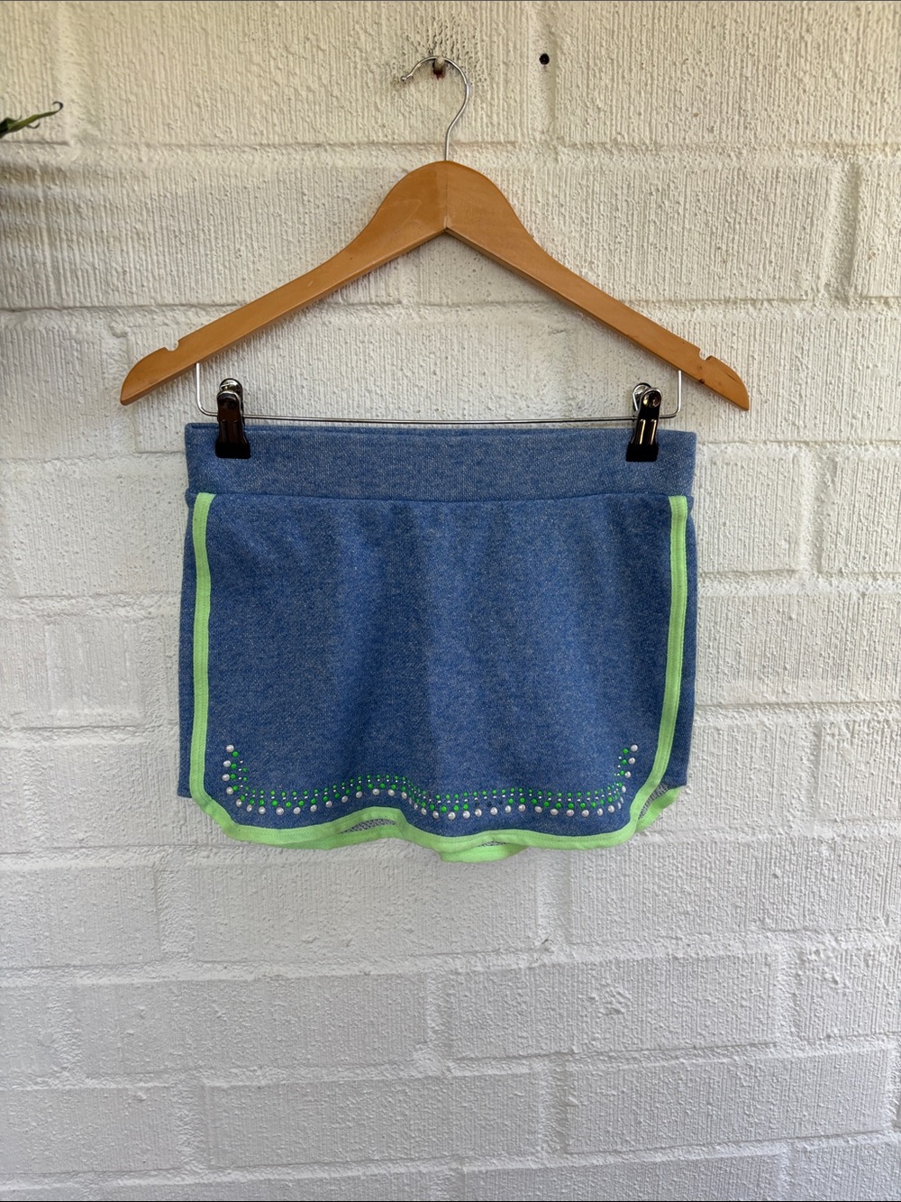 Juicy Couture Blue Knit Mini Skort with Lime Green Trim sz L/14